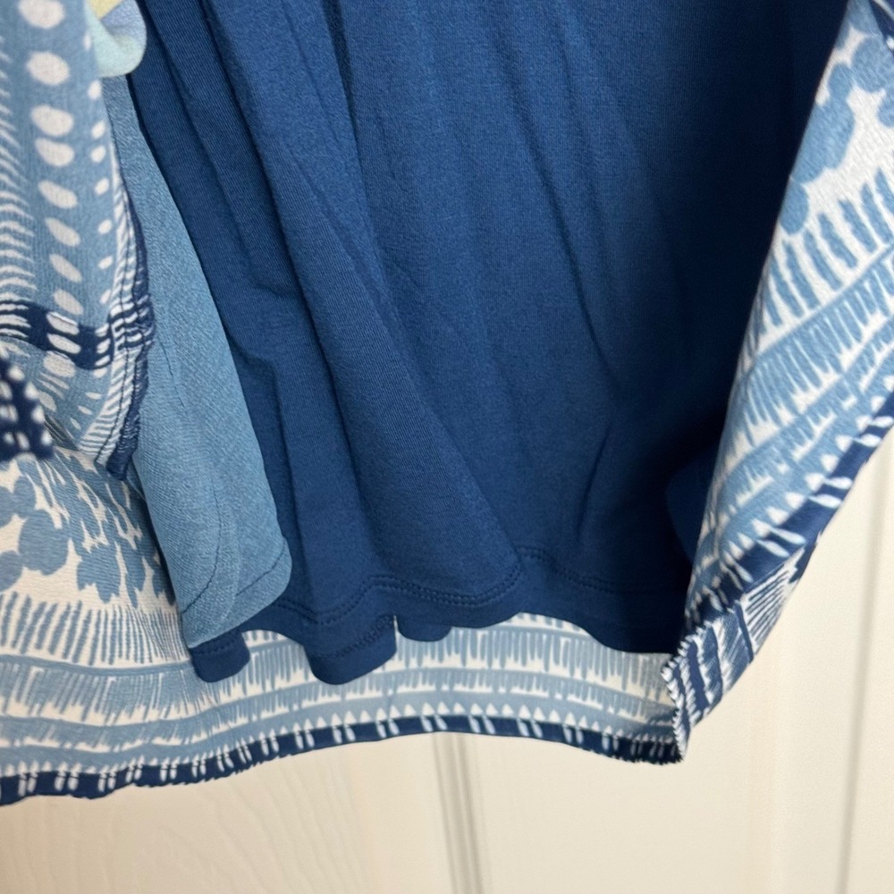 Soft Surroundings Petite XS Blue Floral Sheer Overlay Dress Lined Hibiscus - Picture 6 of 10